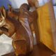 Vintage hand-carved wooden squirrel bookend