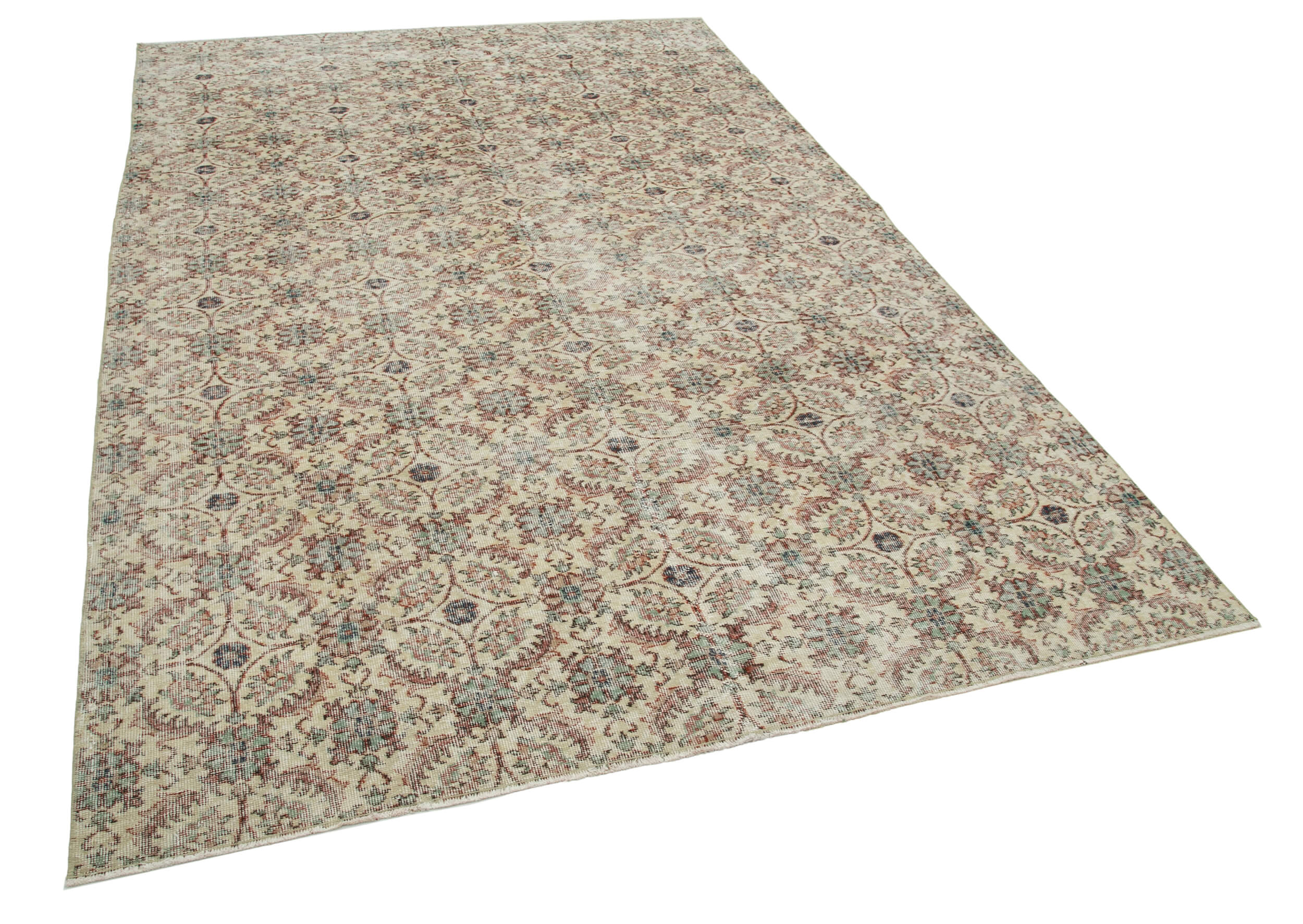 Oriental handmade decorative 1970s beige carpet 192 cm x 292 cm