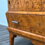 Cubist Art Deco wardrobe in heather wood, 1940s