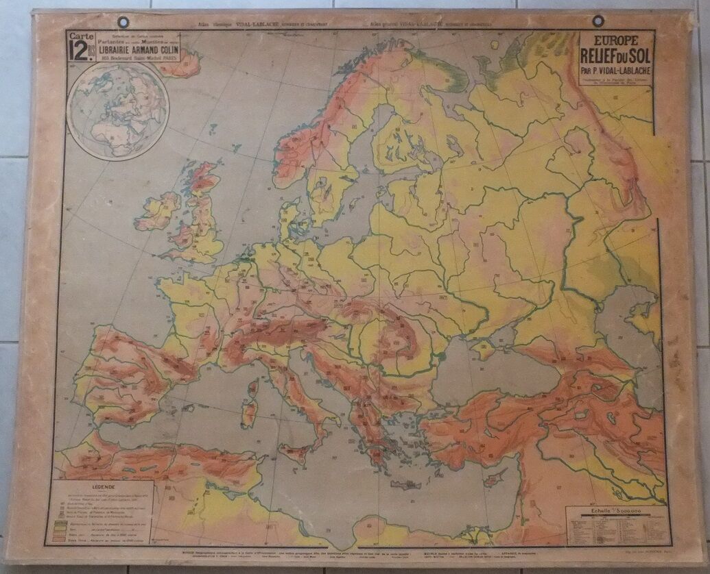 Vidal-Lablache n ° 12 Europe relief school map