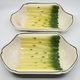 Salins earthenware slip dish decorated with asparagus, French, yellow and green, 20th century