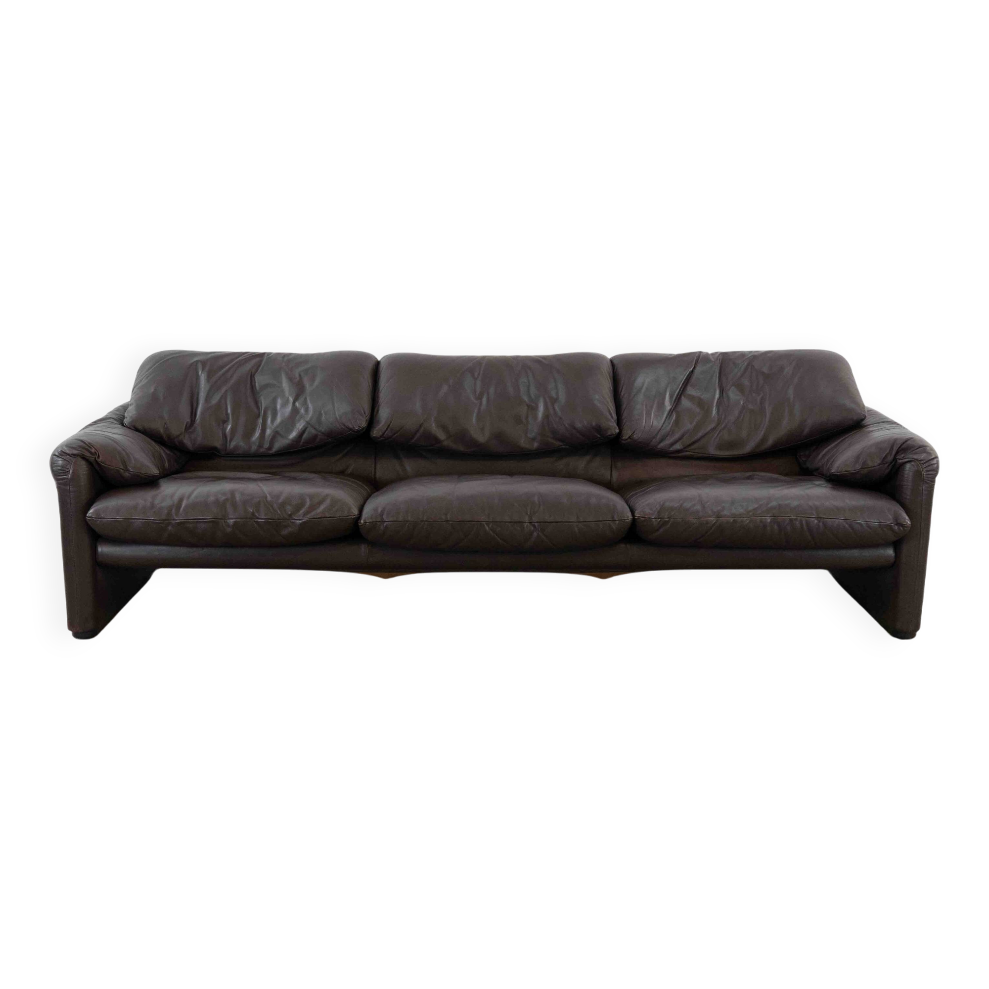 Cassina Maralunga 3seat-Sofa in darkbrown leather by Vico Magistretti