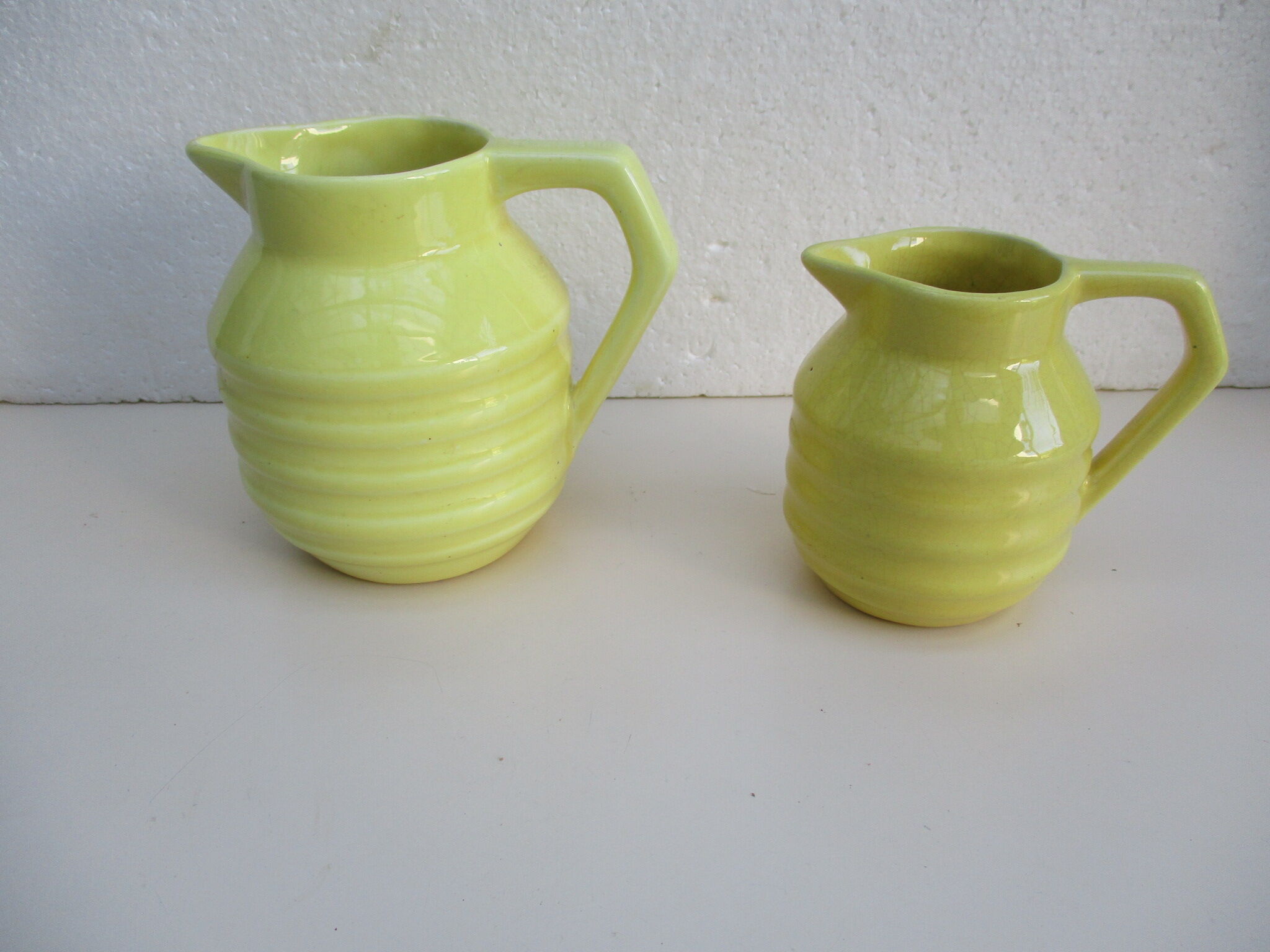 SET of 2 PITCHERS FAIENCE ONNAING SLURRY ART DECO 1930