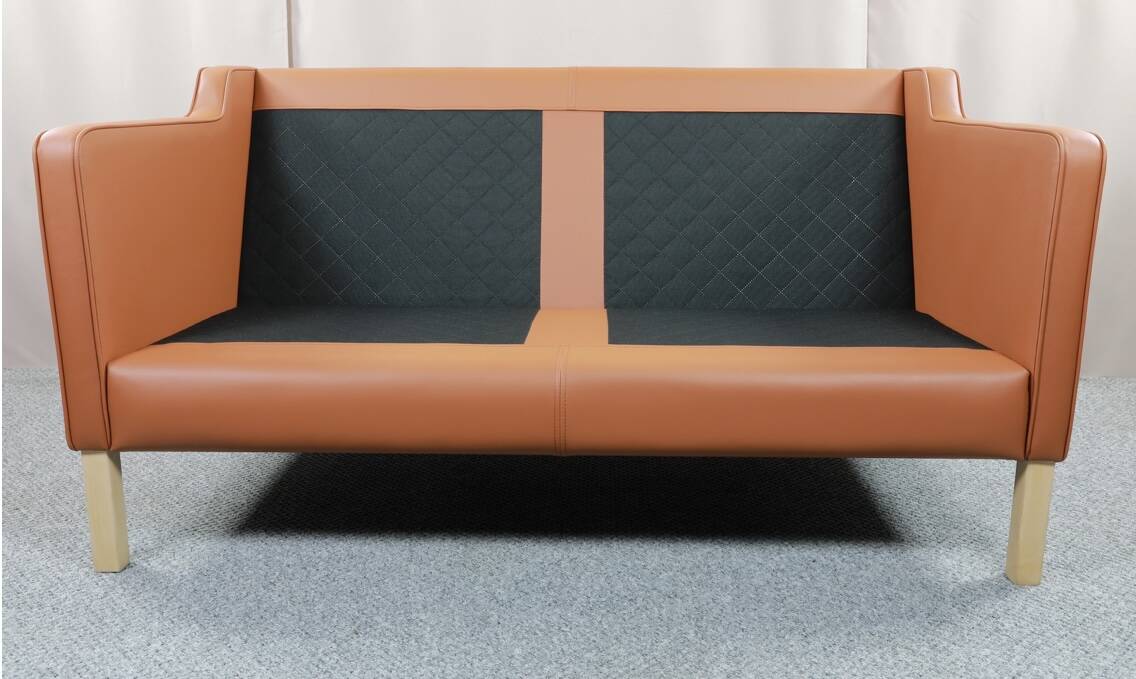 Borge Mogensen 2 seater cognac leather sofa model 2212 - newly reupholstered