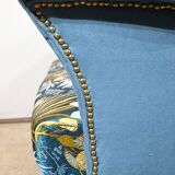 2-Seater Bench in Azure Blue Fabric – 1940s