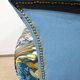 2-Seater Bench in Azure Blue Fabric – 1940s