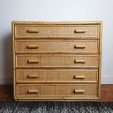 Rattan chest of drawers and woven wicker