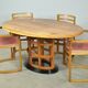 Exceptional fruitwood dining table set in art deco style, 1980s