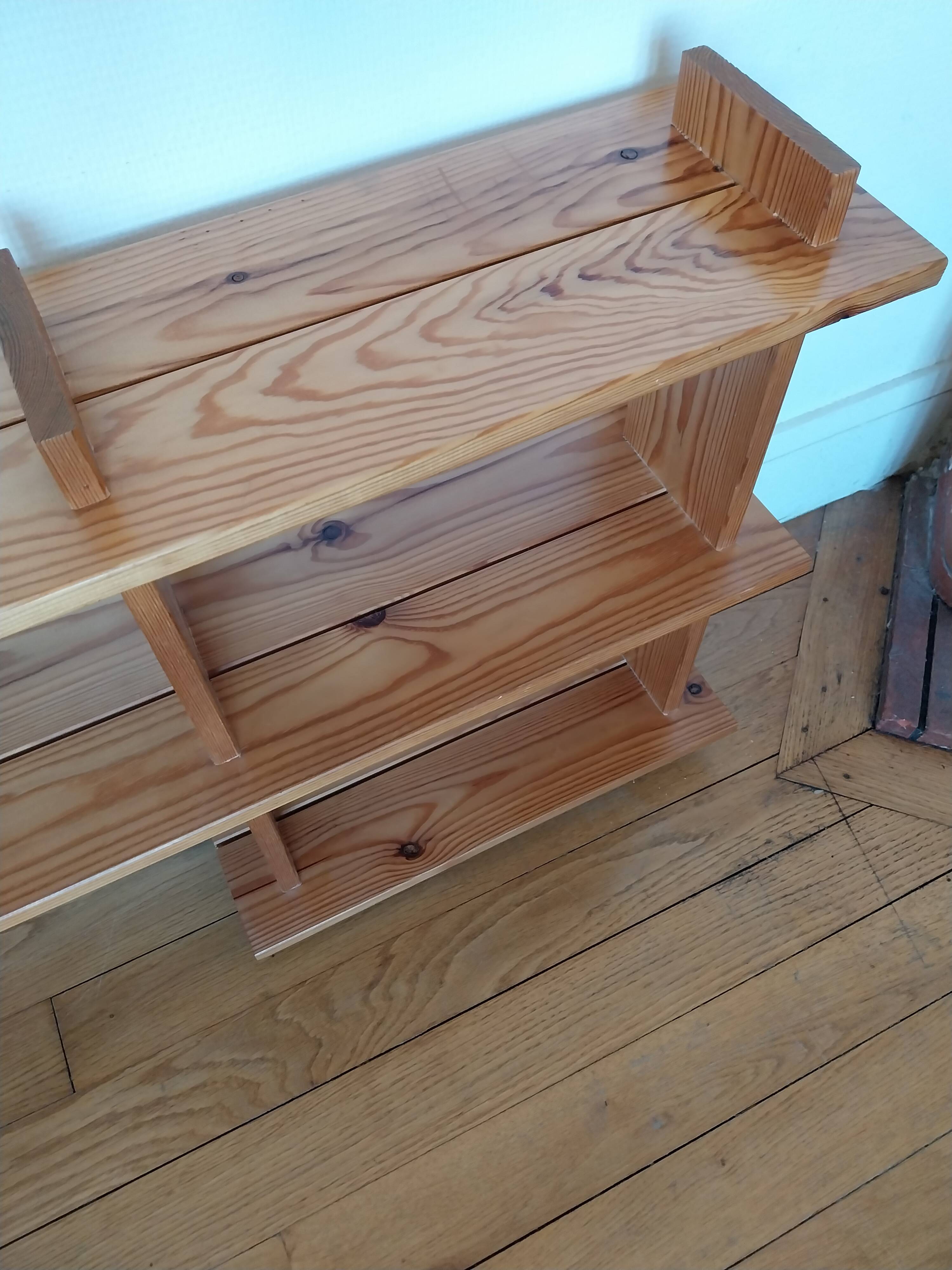 Vintage pine shelves in the style of Maison Regain.