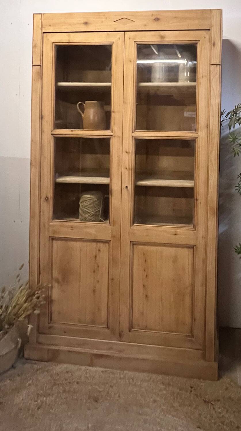 Antique Parisian wardrobe - raw solid wood: dresser bookshelf