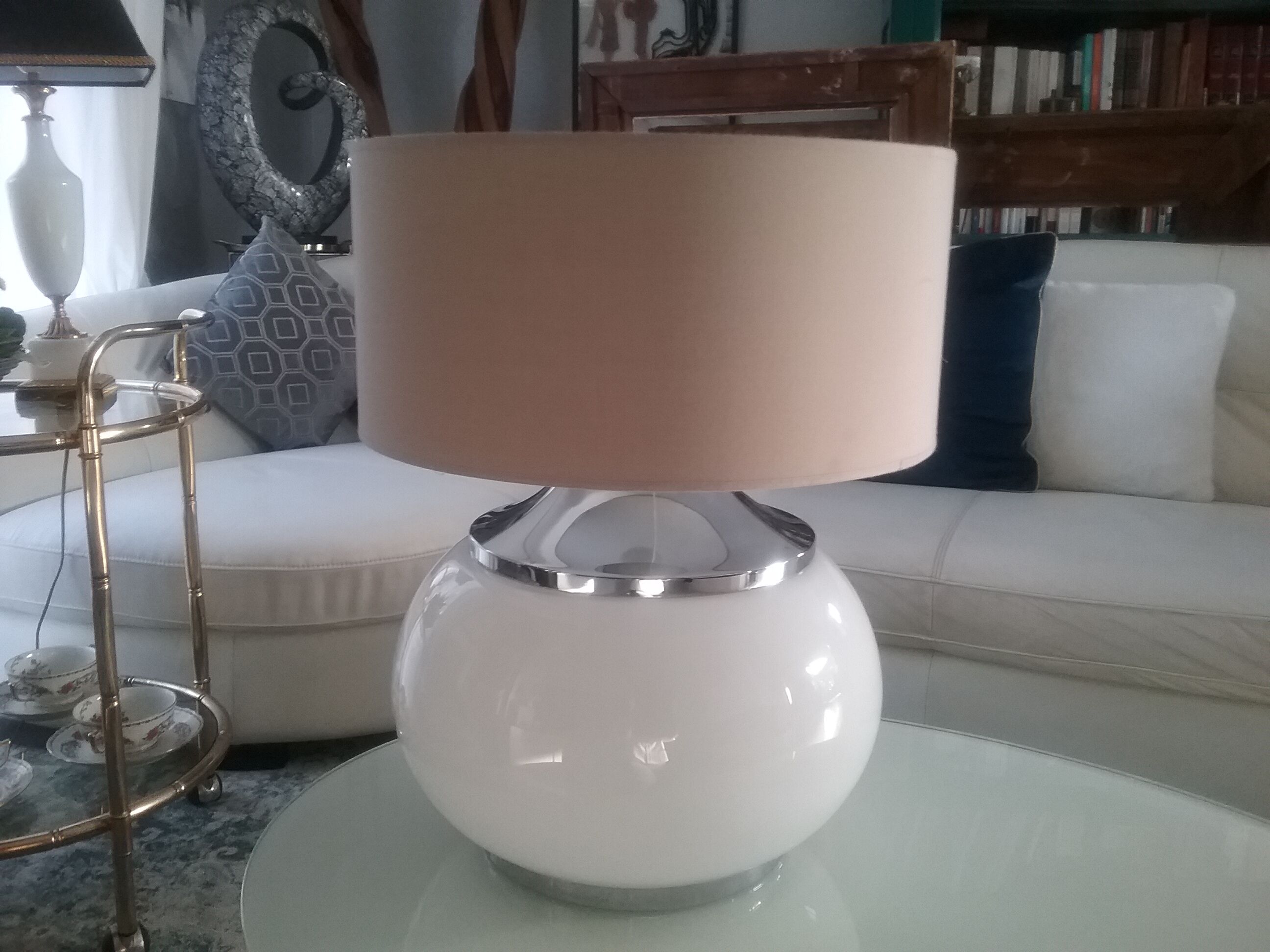 Beautiful and elegant table lamp vintage Murano glass ball - 70 year - art deco style