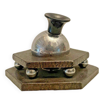 paperweight, inkwell, sphero meteor, jean reix, hammered wrought iron, art deco