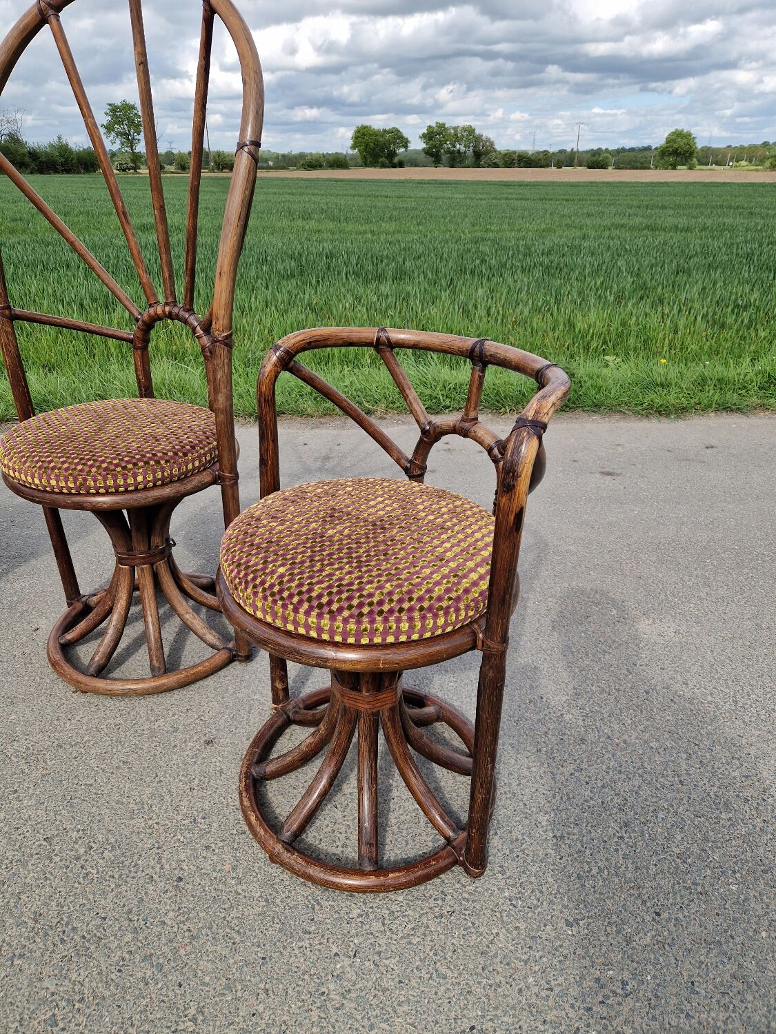 1970s bamboo living room set