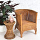 Pair of cabriolet armchairs in wicker and black edging