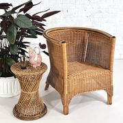 Pair of cabriolet armchairs in wicker and black edging