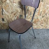 Chaise cuisine formica imitat° bois avec pieds compas metal chromé vintage