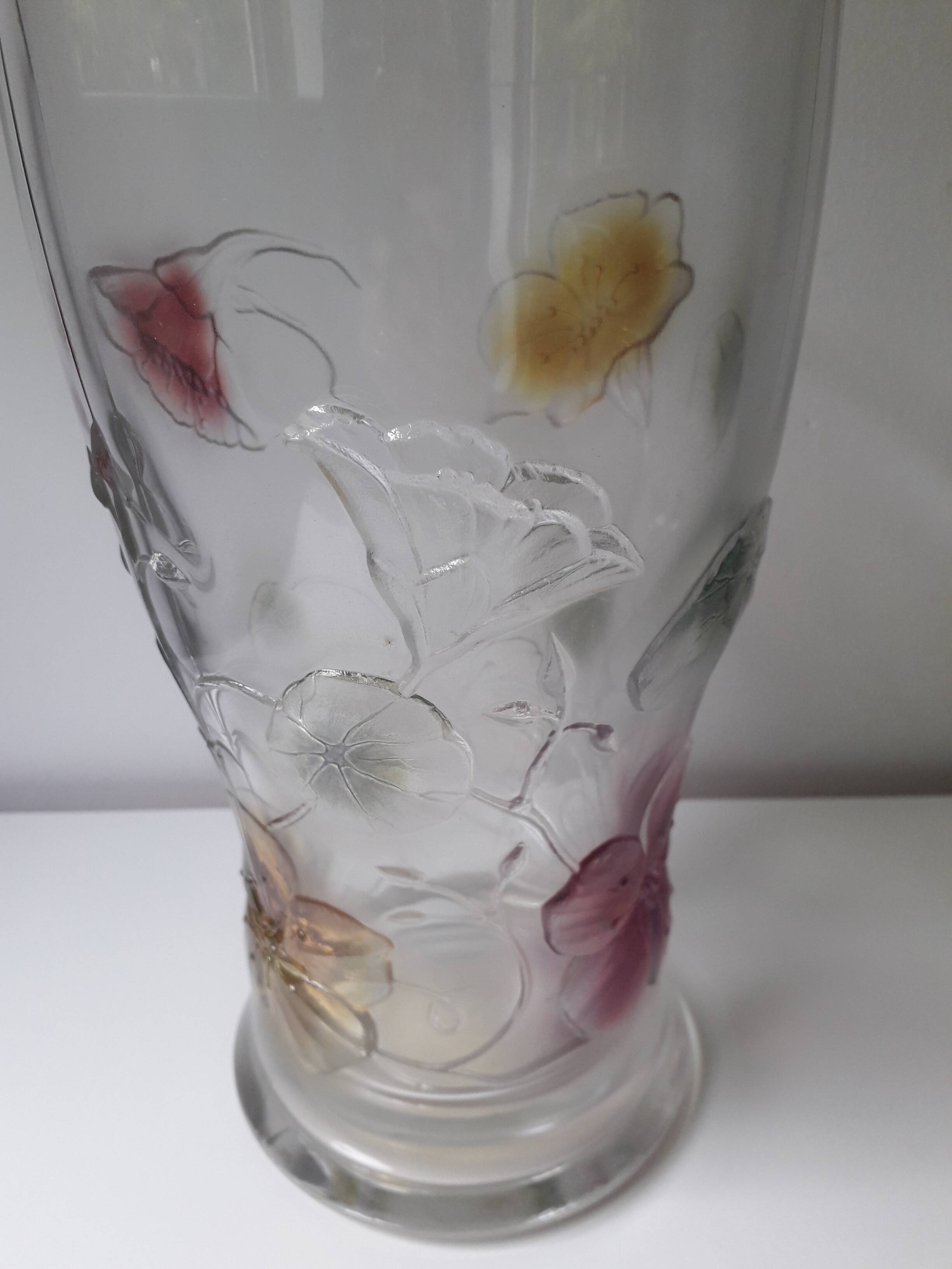 Vintage Luminarc decorated nasturtium vase (25cm) A1