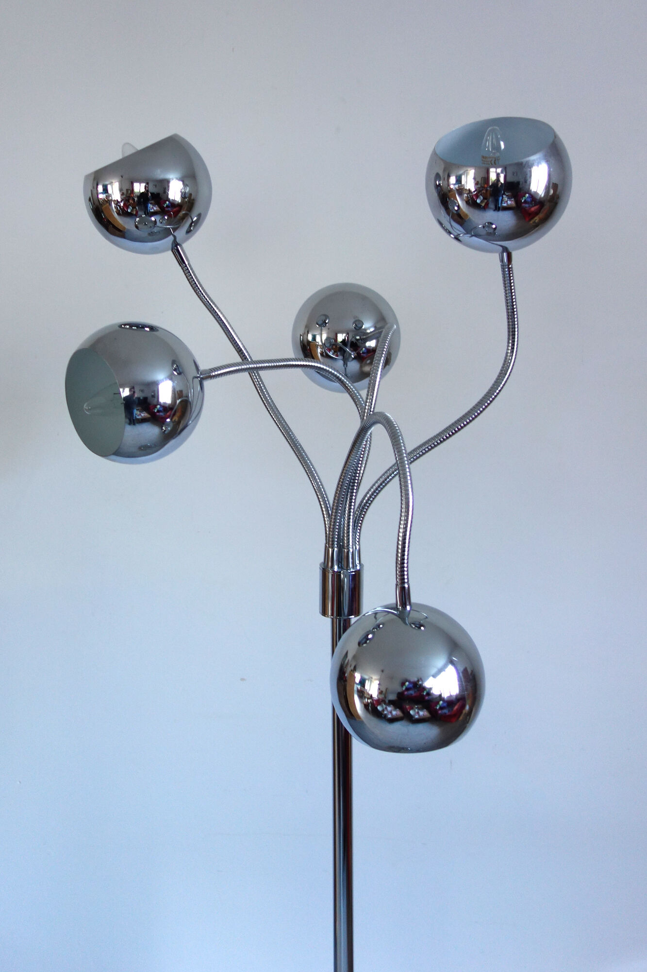 Floor lamp chrome spring 5 balls vintage