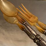 Salad set sleeves in silver decoration row of pearls Louis XVI style