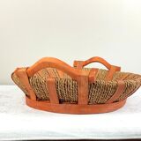 Tray in wood and wicker