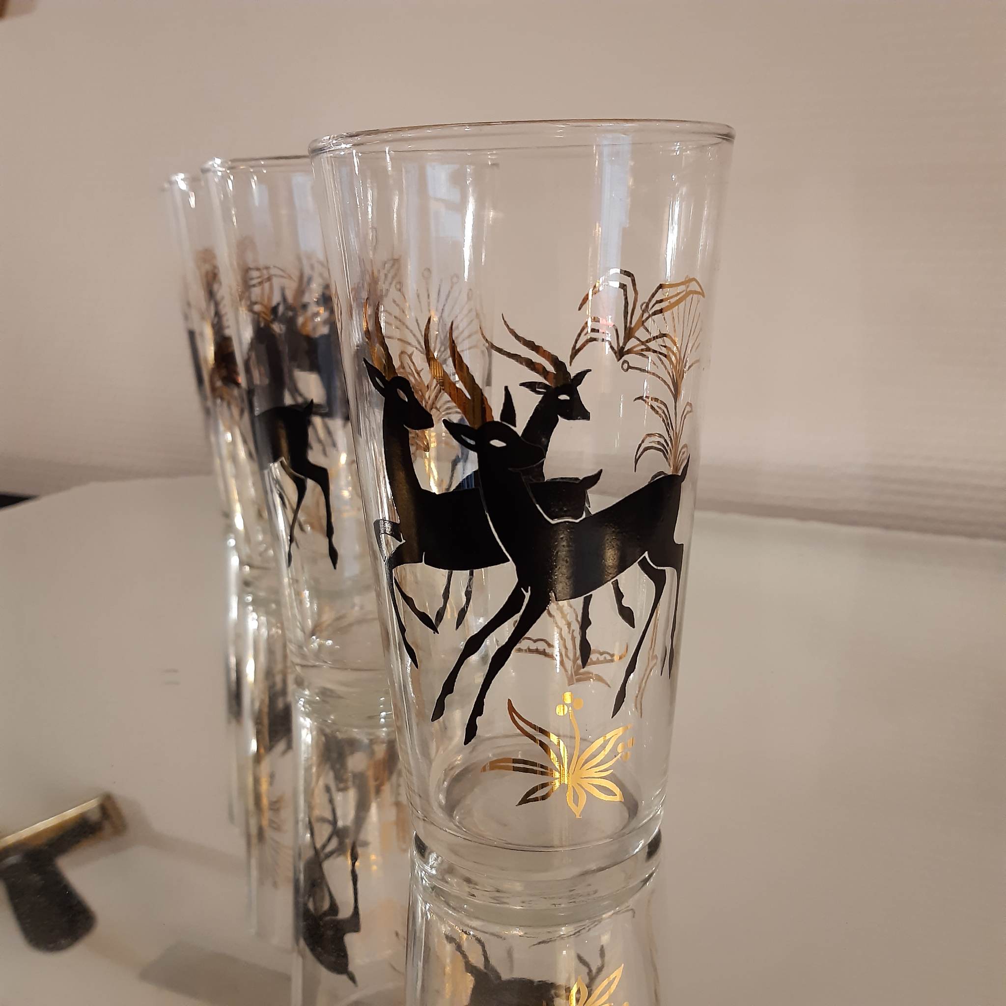 Rare golden black antelope glasses 50s