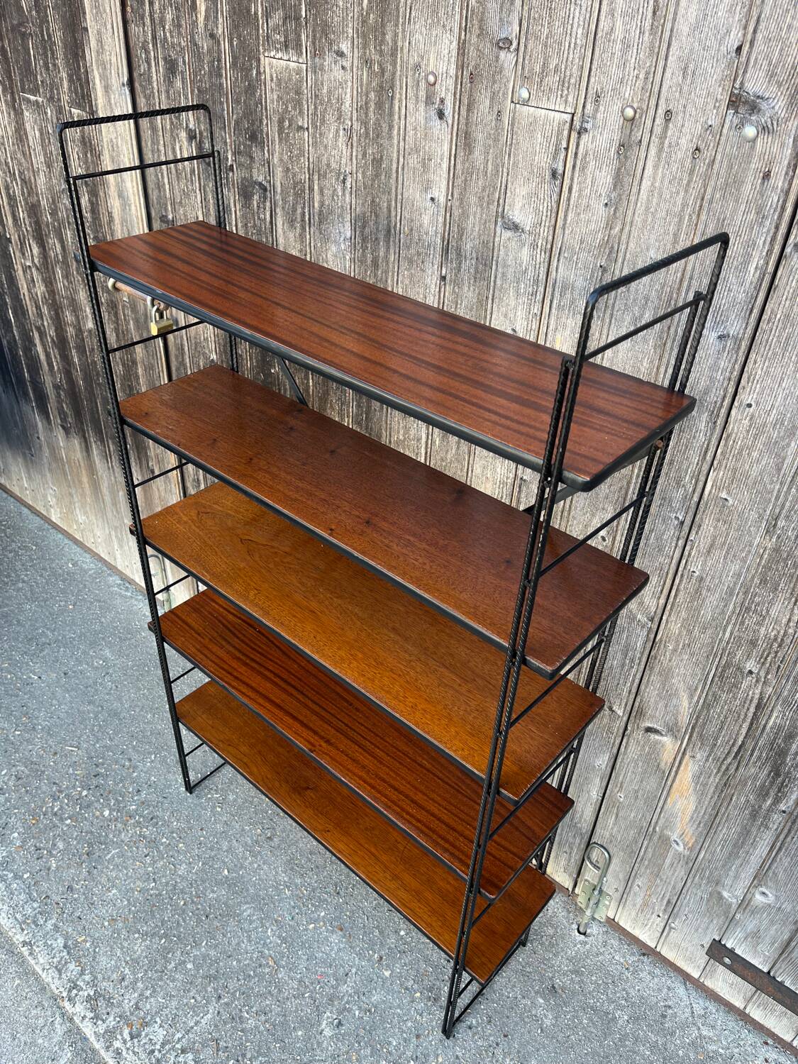 String wood and metal shelf