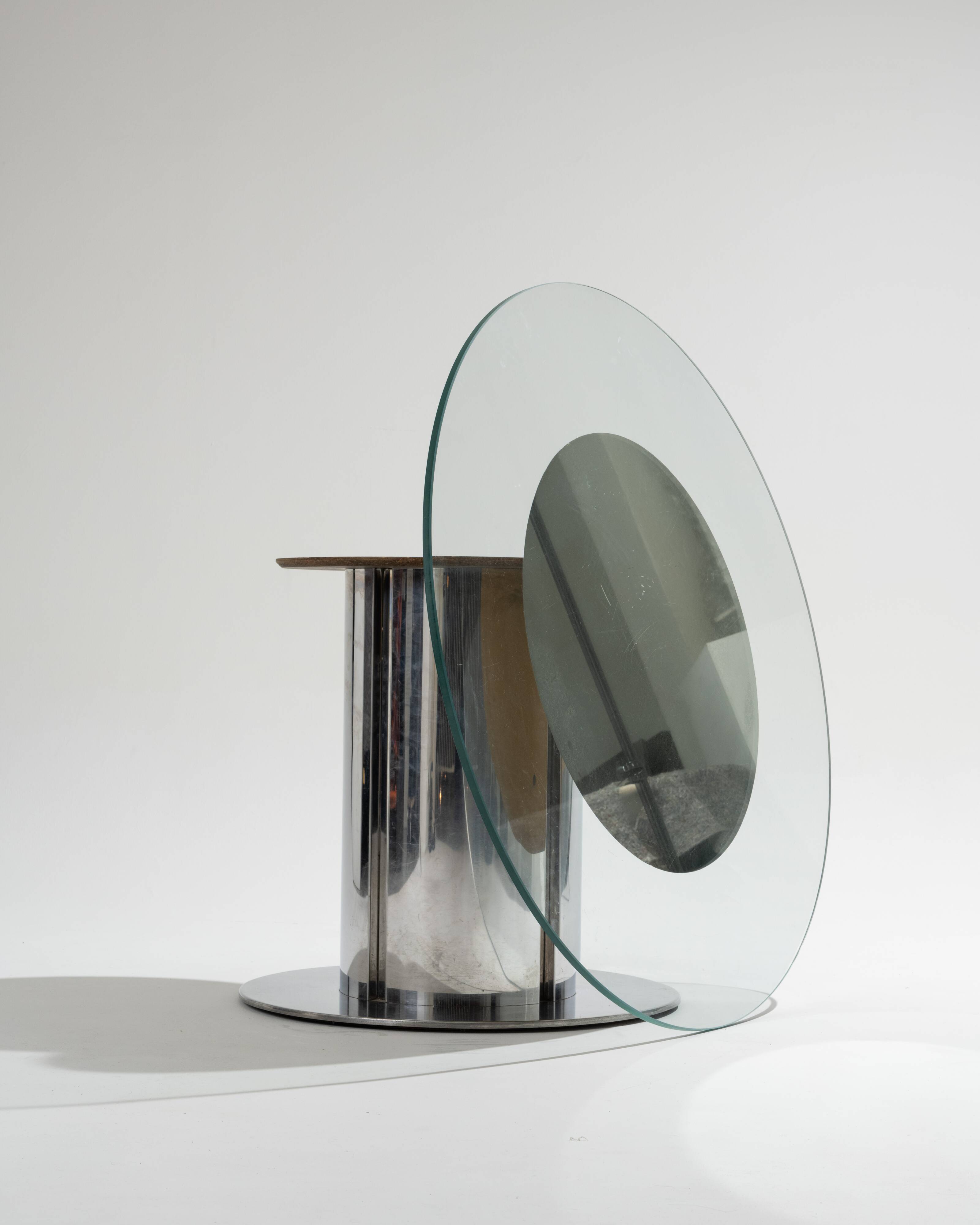 Glass and chrome dining table, antonia astori, 1960s