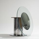 Glass and chrome dining table, antonia astori, 1960s