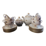 Tea or coffee service in white and gold Limoges porcelain "PL" (Limousine Porcelain)