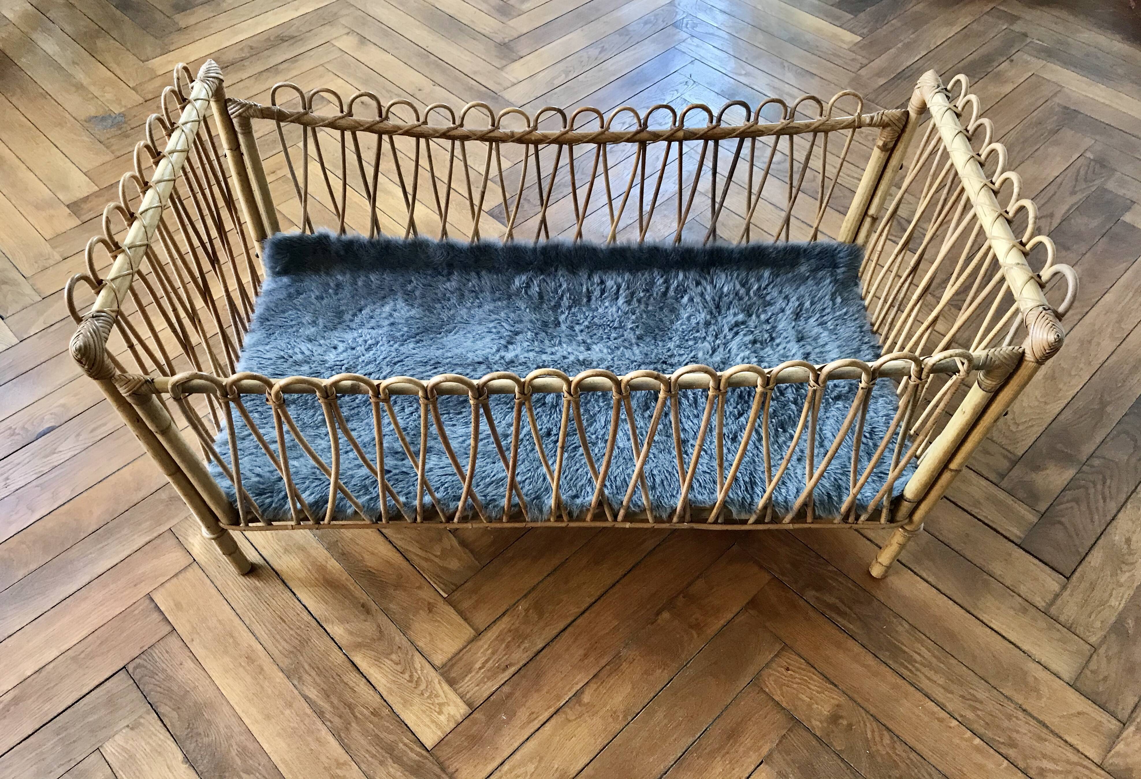 Rattan and bamboo child bed