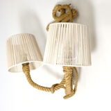 Wall lamp with two braided rope lights, 1950-1960.