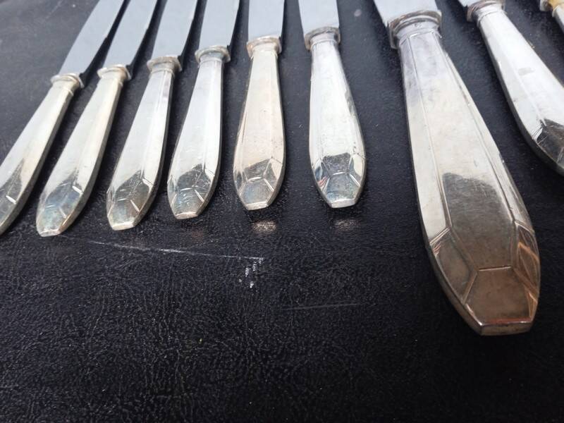 12 + 1 Orbrille knife silver metal art deco period