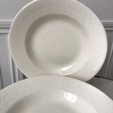 Set of 8 hollow plates Digoin Sarreguemines model Alphabet relief beige 40s