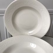 Set of 8 hollow plates Digoin Sarreguemines model Alphabet relief beige 40s