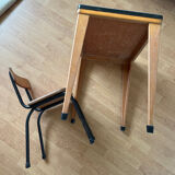 Vintage 1960s children's desk with school chair.