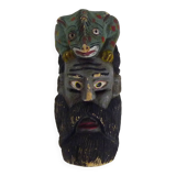 Old Mexican carved polychrome wooden mask. 1970s.