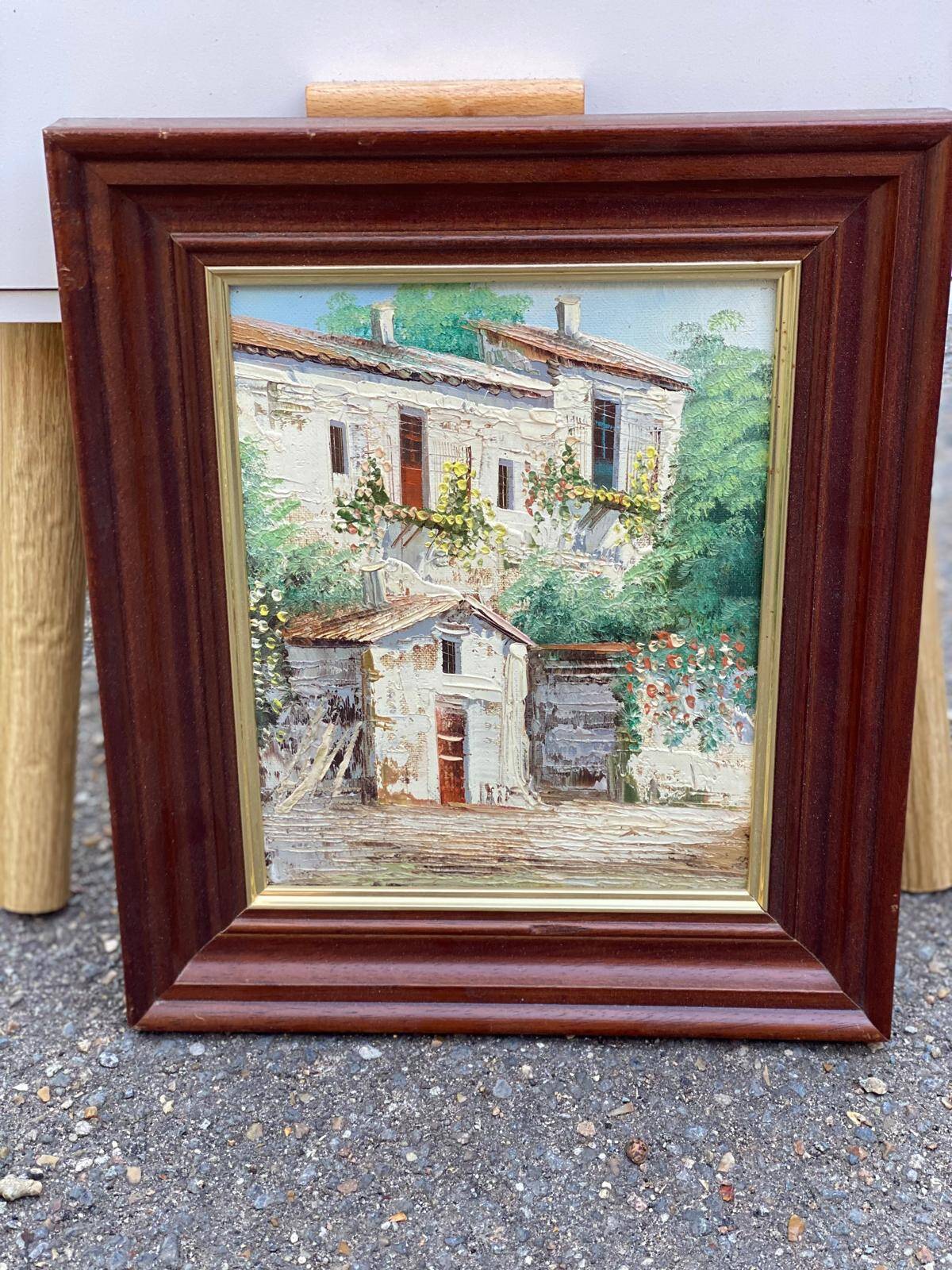 Oil painting on canvas village house 29x34cm Urfa 87