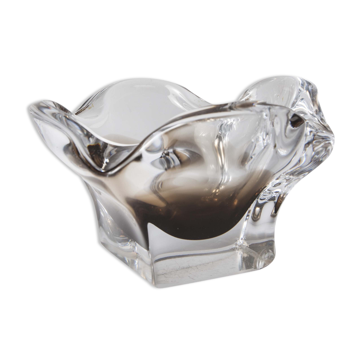 Murano ashtray transparent and smoked flower shape