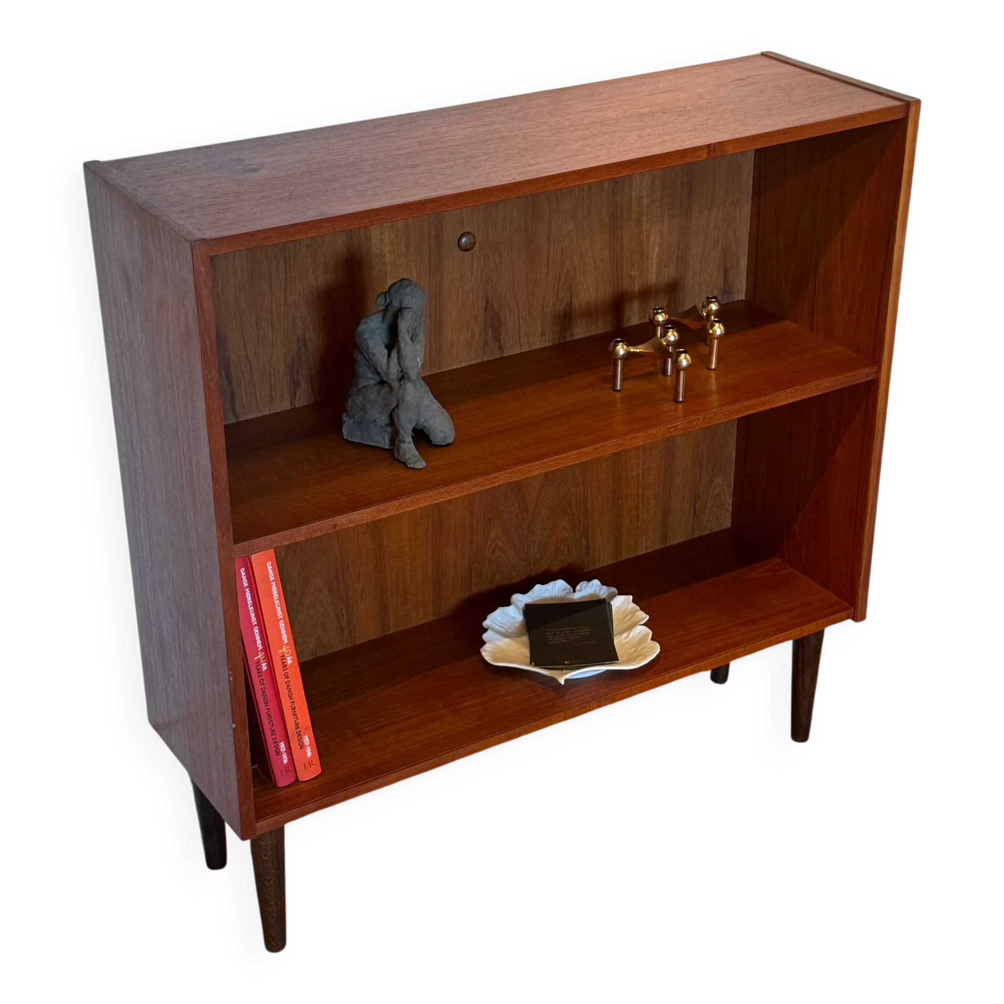 Bibliothèque scandinave basse vintage en teck « Ellen »