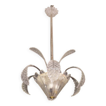 Art Decò, Barovier & Toso Chandelier, Murano Glass, 1950s