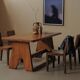 Brutalist dining table in solid oak, France, circa 1980.