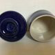Blue stoneware water butter dish