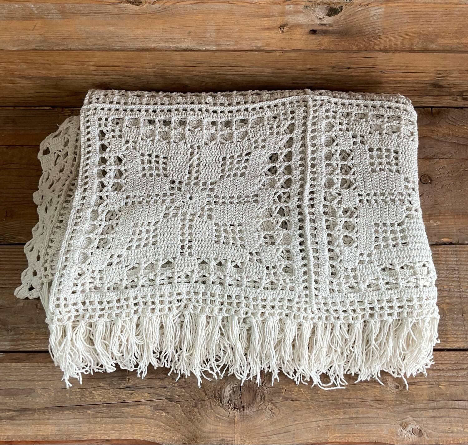 Vintage handmade crochet bedspread