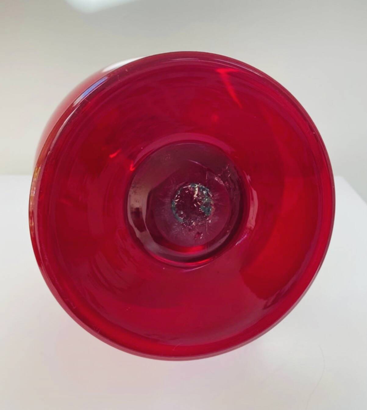 Large Empoli red blown glass carafe / Genie Bottle