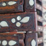 Antique folding oriental chair with mother-of-pearl inlays