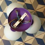 Italian ceiling light 3 lights 1970 purple