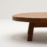 French oak brutalist artisan coffee table, 70s.