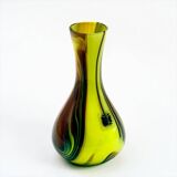 Vase en verre de Murano jaune citron et améthyste Carlo Moretti années 70