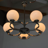 Art deco nickel-plated chandelier, 1930