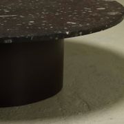 Rare fossil stone and steel coffee table by Metaform 1970s